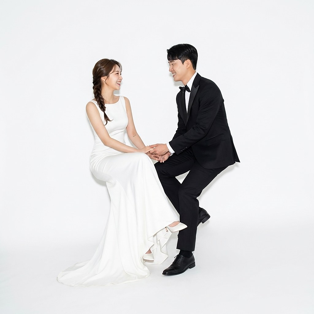 Minimalist studio wedding portrait